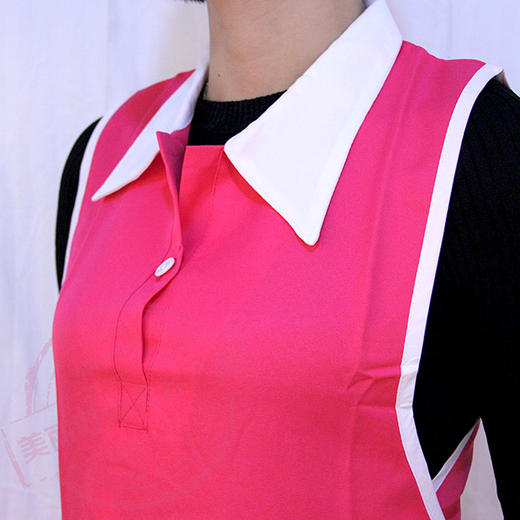 围腰围裙C01美容美甲工作服-玫红色配白领【不退不换】 商品图4