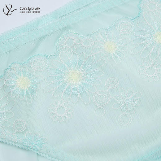 奶糖派涟漪薄荷绿配套中腰网纱三角内裤 商品图1