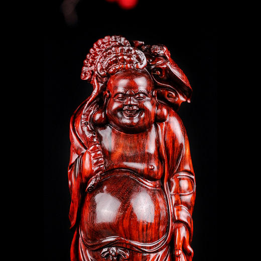 【已开光】紫檀踏云弥勒摆件（雕有子财福寿）  196号 商品图2