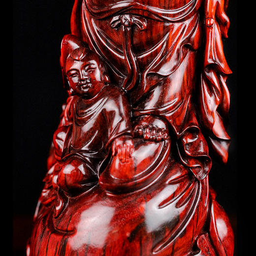 【已开光】紫檀踏云弥勒摆件（雕有子财福寿）  196号 商品图3
