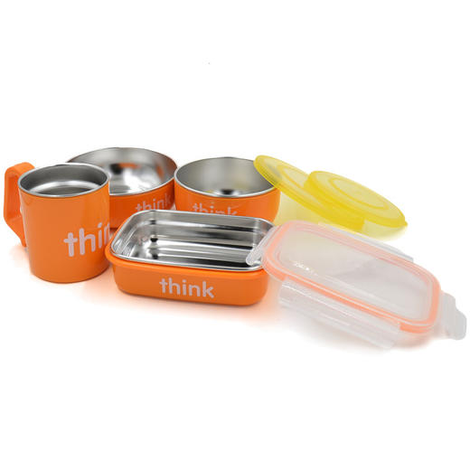 吴尊女儿neinei同款~thinkbaby宝宝儿童不锈钢餐具四件套装四件套 商品图0