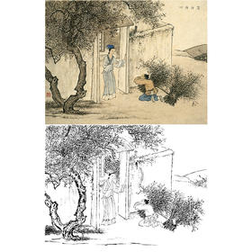 白描底稿-陈少梅二十四孝图-24孝-啮指痛心-CT03