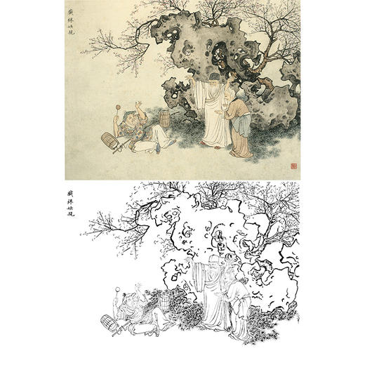白描底稿-陈少梅二十四孝图-24孝-戏彩娱亲-CT07 商品图0