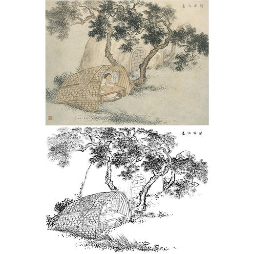 白描底稿-陈少梅二十四孝图-24孝-闻雷泣墓-CT16 商品图0