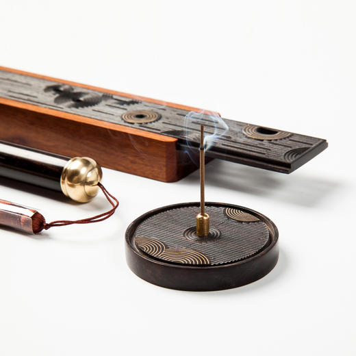 【枯山水】紫光檀·酸枝·镶铜丝四件套 商品图1