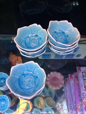 玫瑰花碗 碟（颜色随机） 精油碟