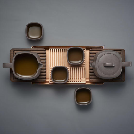 哲品家居× 故宫文化 联合出品正谊明道紫砂功夫茶具套装便携旅行包青灰泥茶具茶盘整套 商品图2