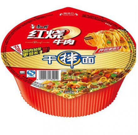 康师傅红烧牛肉干拌面碗装
