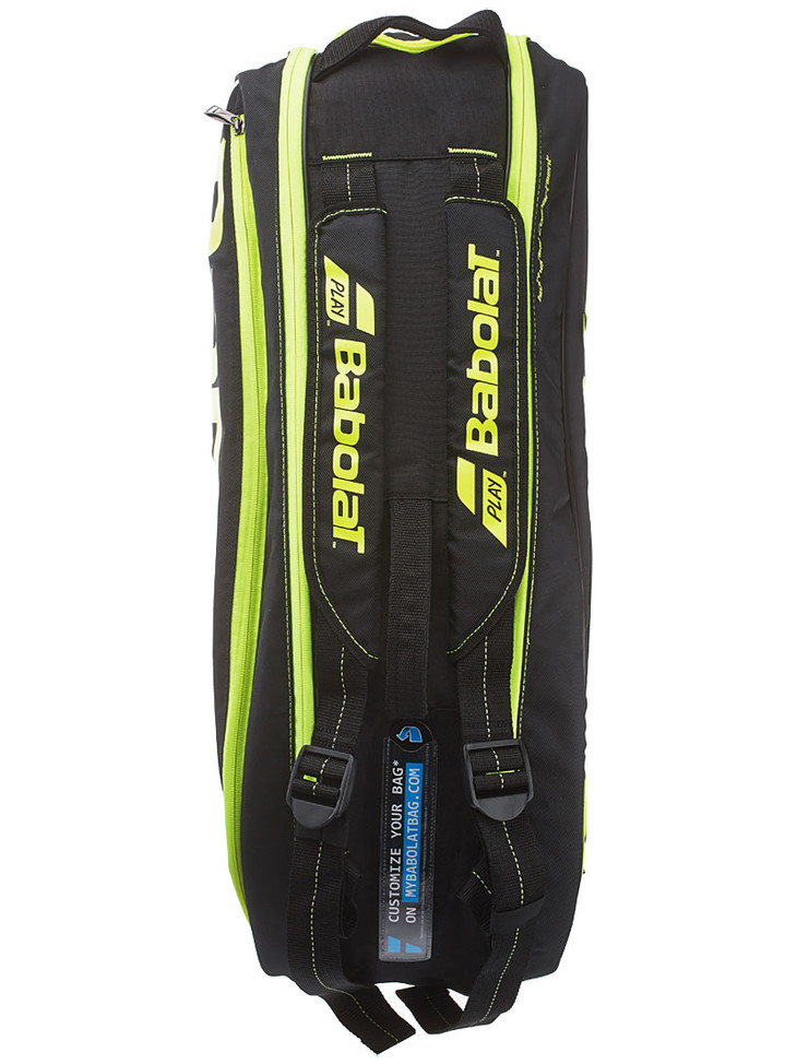 babolat pure black/fluo yellow 6 支装 网球包