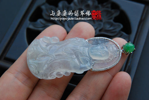 18k白金翡翠观音吊坠 商品图6