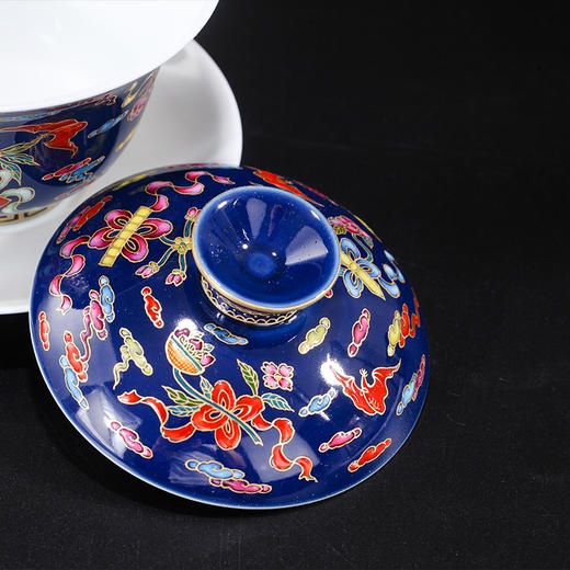宝瓷林蓝地珐琅彩八宝铃铛杯6头茶具 商品图4