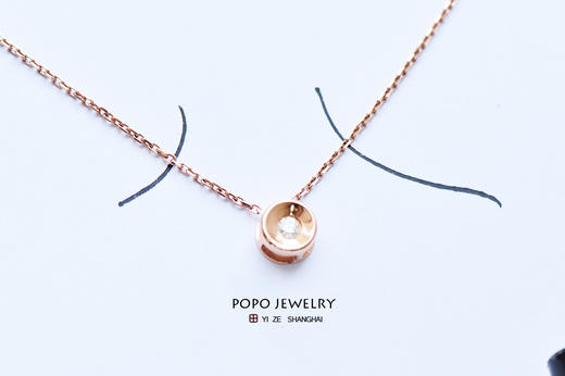 【POPO`s JEWELRY】18k玫瑰金幸运钻石小吊坠——轻奢 Illusions系列 商品图14