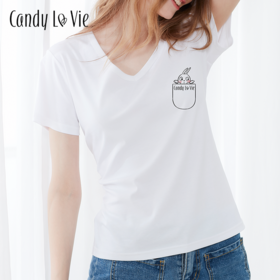 奶糖派大胸专属修身纯棉白T恤  Candy la vie