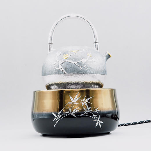 莺歌烧 金黑底修竹电陶炉 商品图2