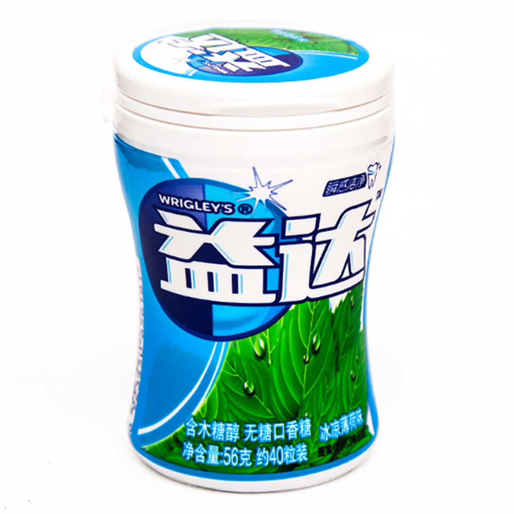 箭牌口香糖益达冰凉薄荷味40粒木糖醇无糖56g糖果