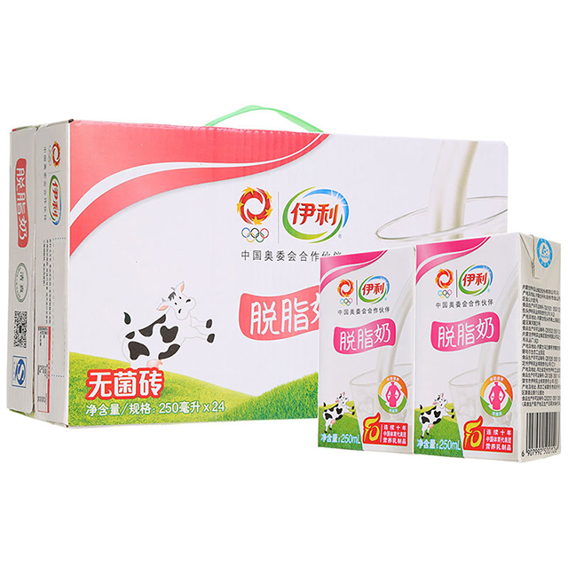 伊利·系列脱脂纯牛奶规格：250ml*24一箱