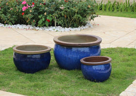 陶罐(蓝色釉面)42328/Blue,Set/3