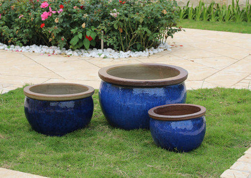 陶罐(蓝色釉面)42328/Blue,Set/3 商品图0