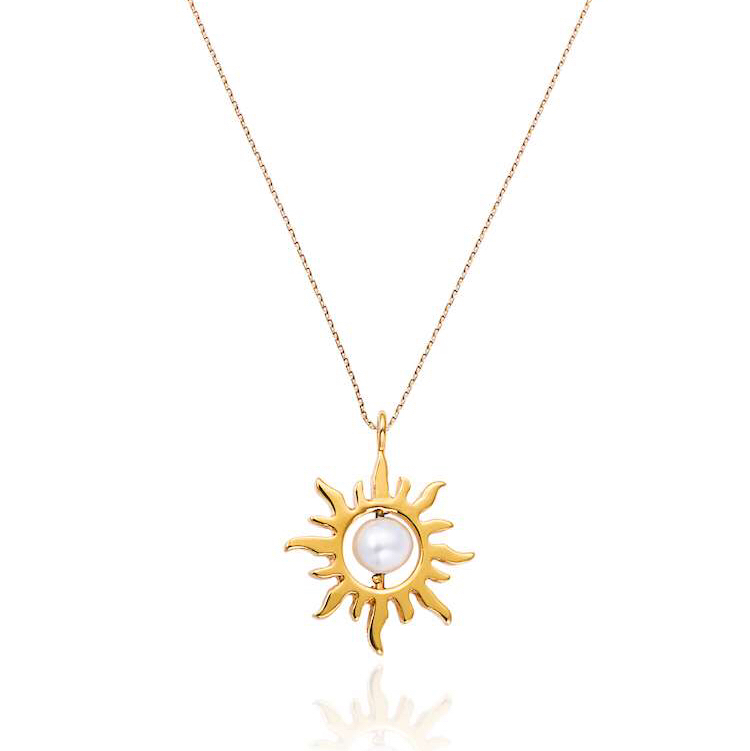 爱莎许愿工艺 日月星系列 太阳珍珠转动项链