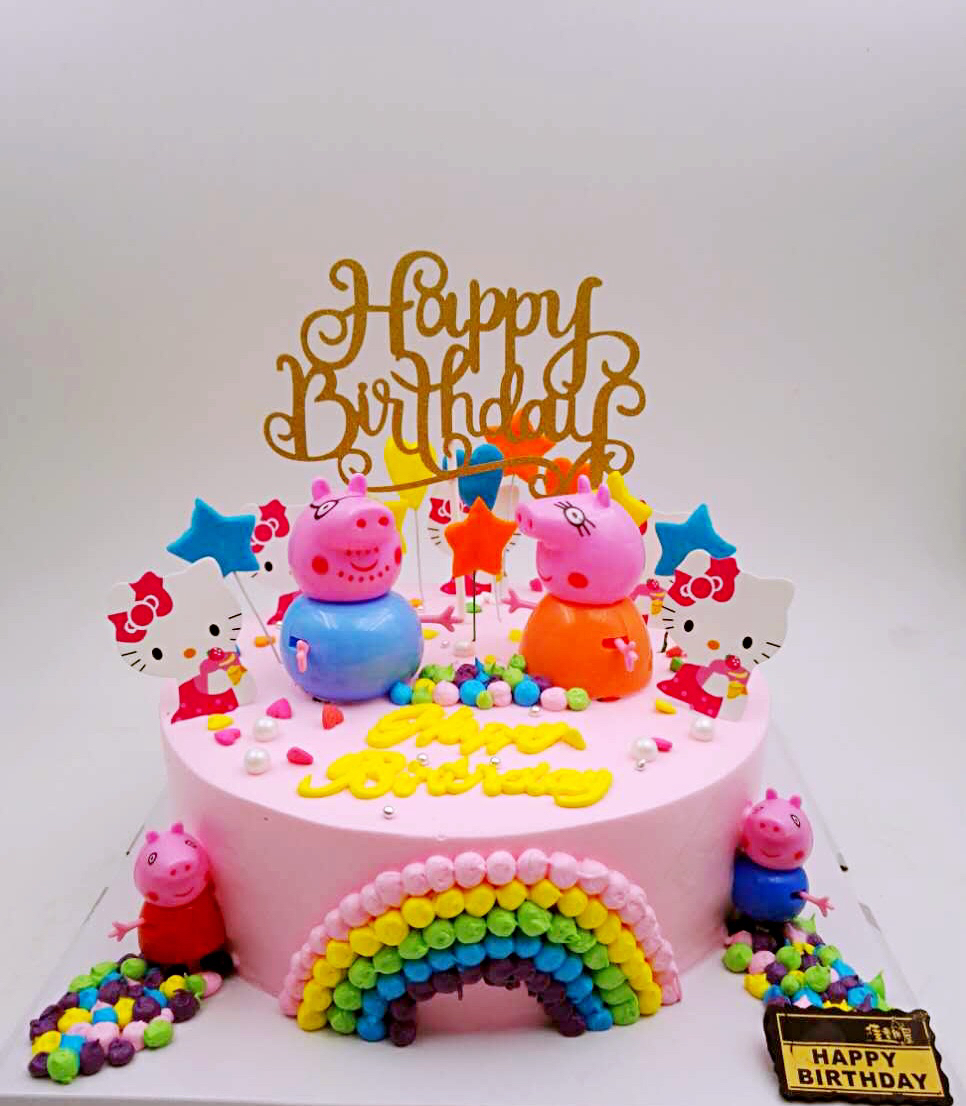 卡通创意定制小猪佩奇儿童生日蛋糕成都三环内免费