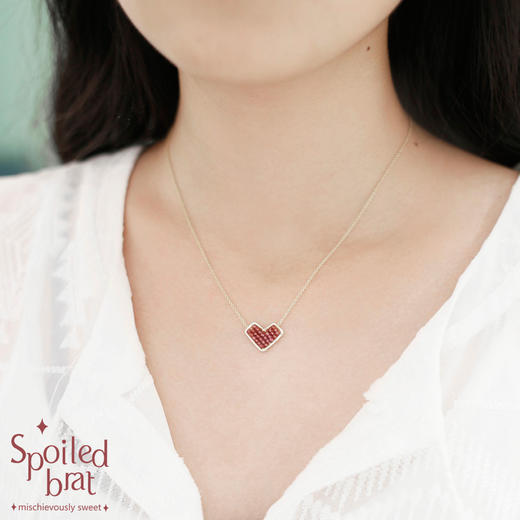 SpoiledBart Jewelry 14K注金  “爱意满心”系列，天然石榴石 爱心形 项链 商品图3
