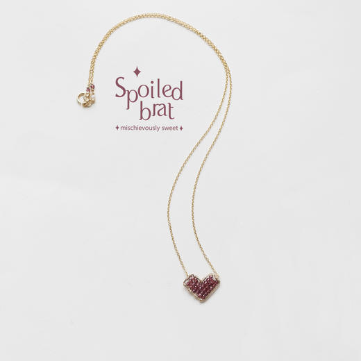 SpoiledBart Jewelry 14K注金  “爱意满心”系列，天然石榴石 爱心形 项链 商品图2