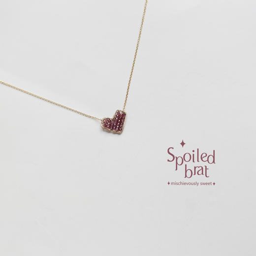 SpoiledBart Jewelry 14K注金  “爱意满心”系列，天然石榴石 爱心形 项链 商品图1