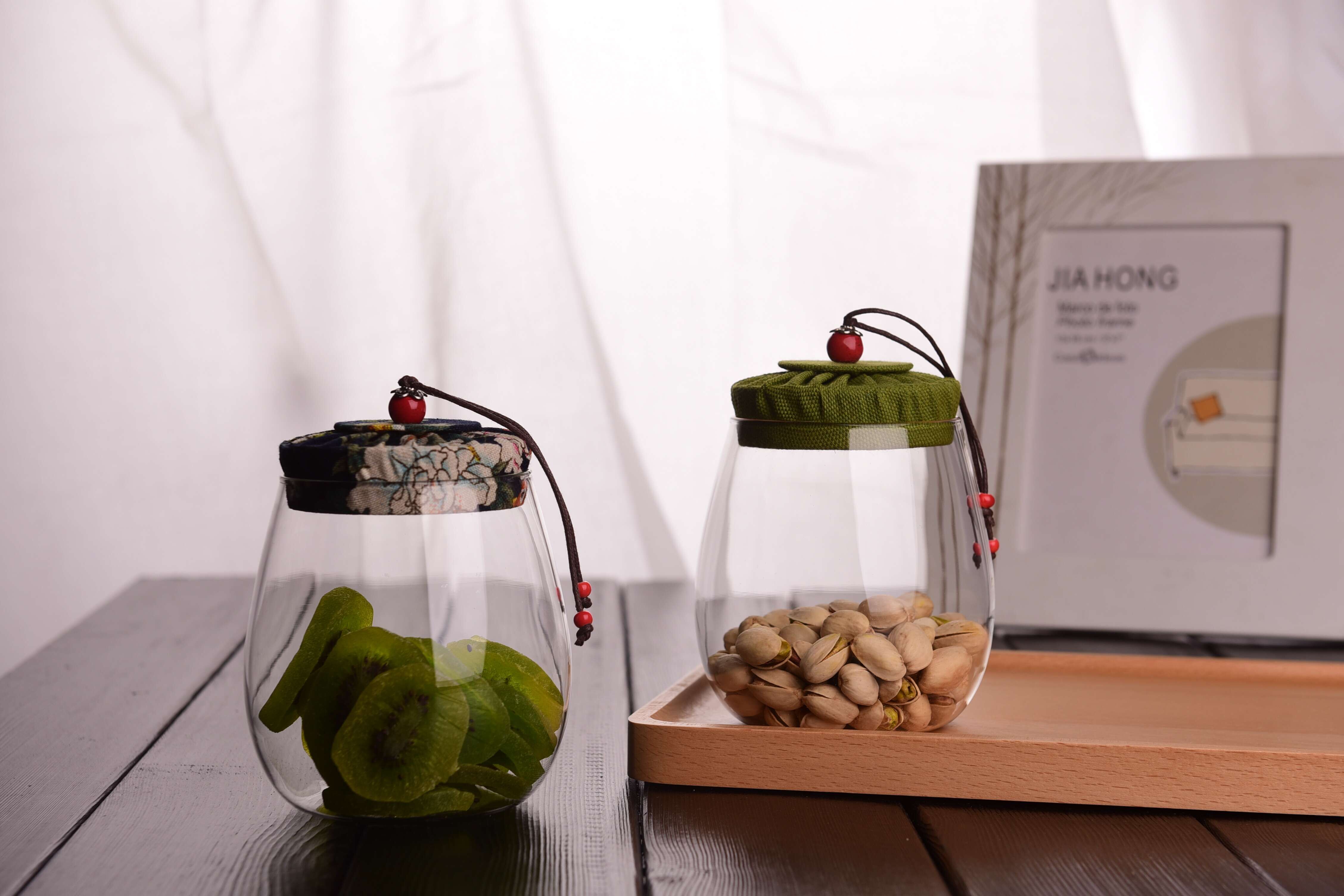 茶叶罐-玻璃布盖茶叶罐650ml高11cm