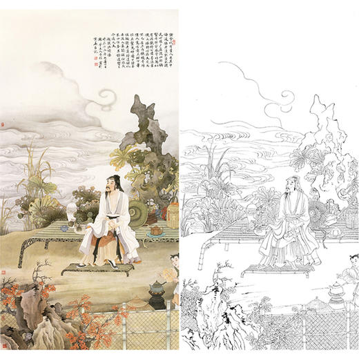 白描底稿-竖幅工笔山水传统人物李子牧-LQ17 商品图0