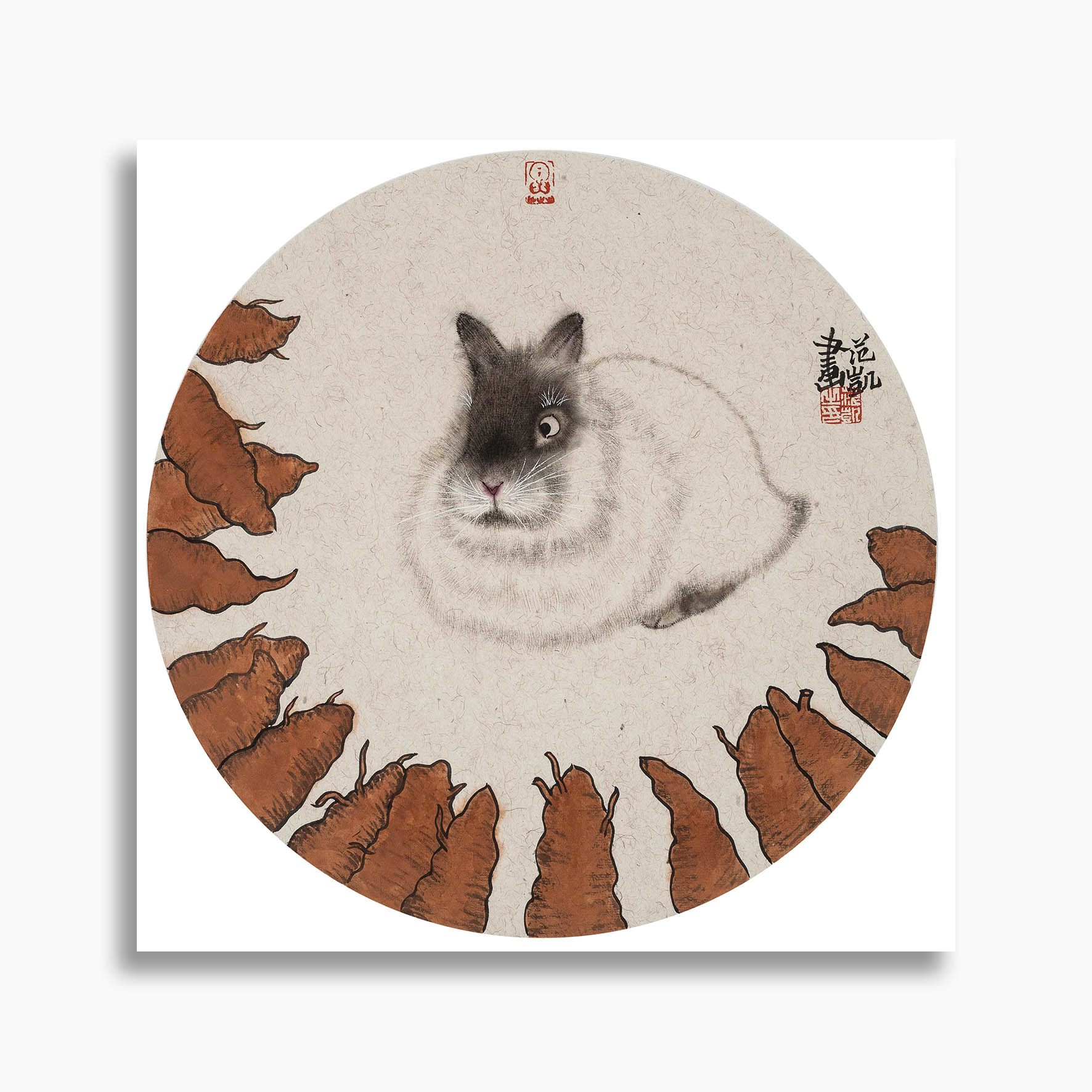 《兔子小品》 国画工笔