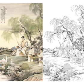 白描底稿-竖幅工笔山水传统人物李子牧-LQ18