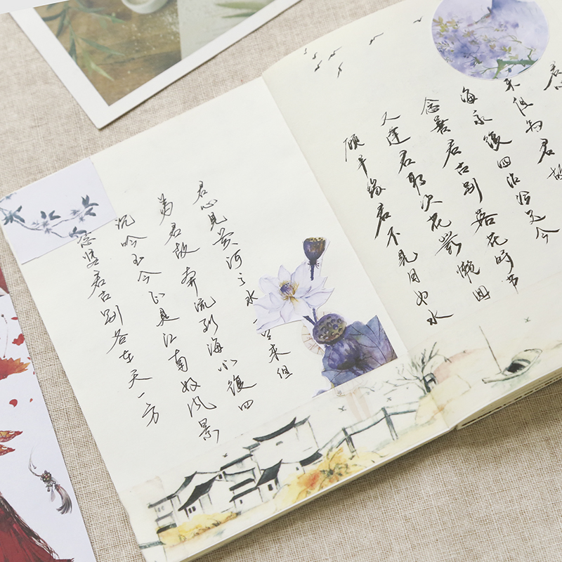 三年二班 古风人物不干胶手账贴纸复古手帐日记本diy