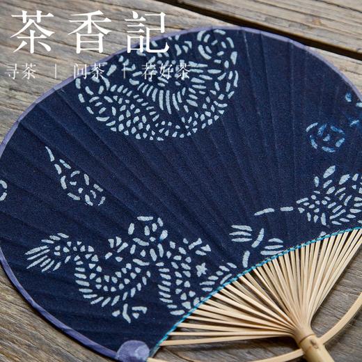 茶香记 纯手工民国风布艺团扇 手工布艺粗布团扇文艺仿古竹柄纨扇 商品图3