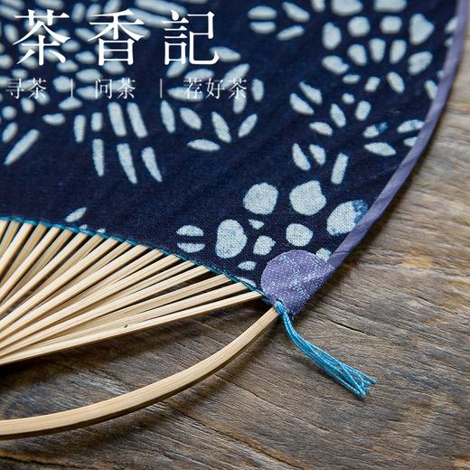茶香记 纯手工民国风布艺团扇 手工布艺粗布团扇文艺仿古竹柄纨扇 商品图2