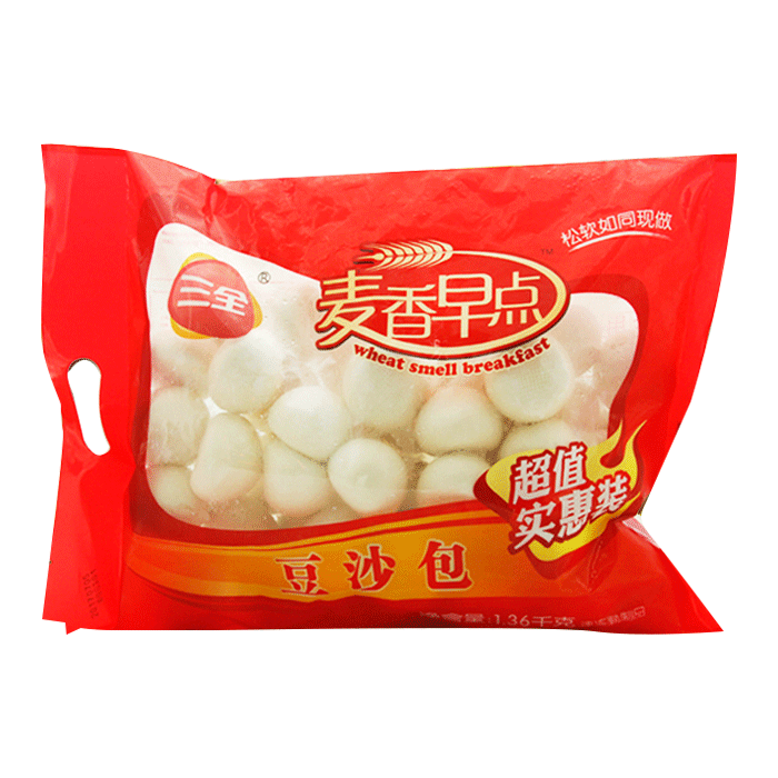 【食品】三全麦香早点豆沙包1.36kg/袋