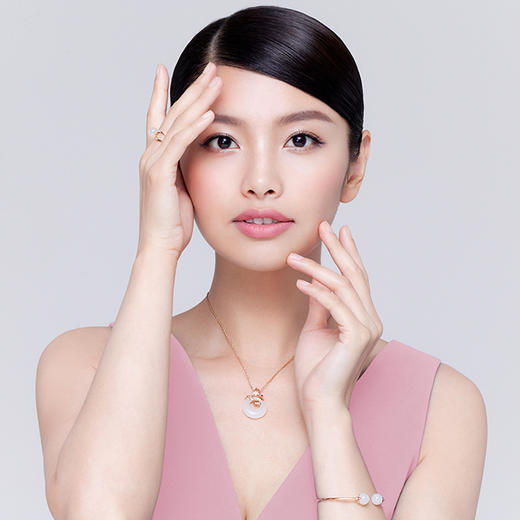 18k玫瑰金和田玉（白玉）玉珠手镯--心若相知·凝望 商品图1