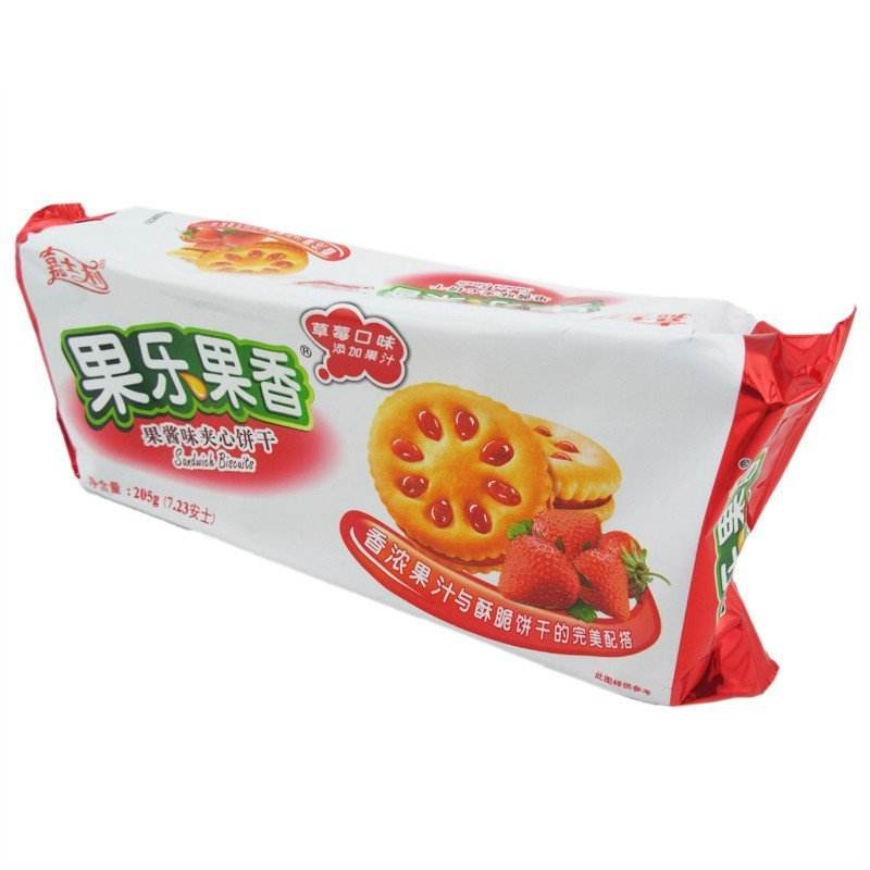 【欧佰润】嘉士利草莓果酱夹心饼干205g