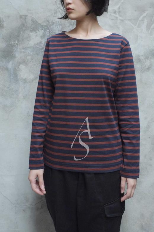 MHL 17aw 条纹长袖T恤 蓝染锈红/深蓝白 商品图2