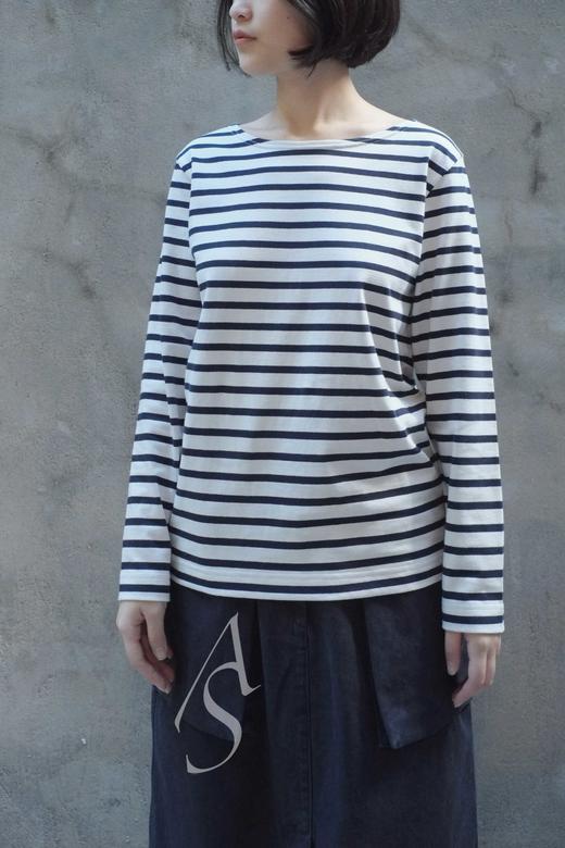 MHL 17aw 条纹长袖T恤 蓝染锈红/深蓝白 商品图0