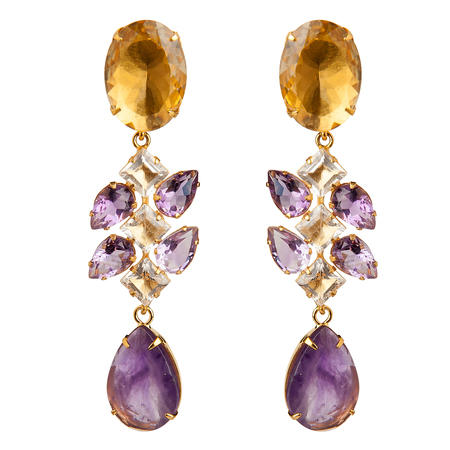 北京仓｜Bounkit-Amethyst-紫水晶 黄水晶 4种戴法 耳环［美国设计师］ 商品图1