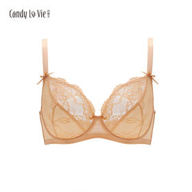 奶糖派 超薄蕾丝单层大胸显小 情絮肤大码文胸内衣65HIJ70F75E80G