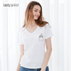 奶糖派两周年纪念款 大胸修身显瘦剪裁纯棉白色印花T恤 商品缩略图0