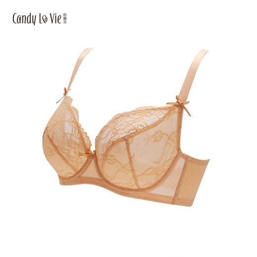 奶糖派 超薄蕾丝单层大胸显小 情絮肤大码文胸内衣65HIJ70F75E80G 商品图1