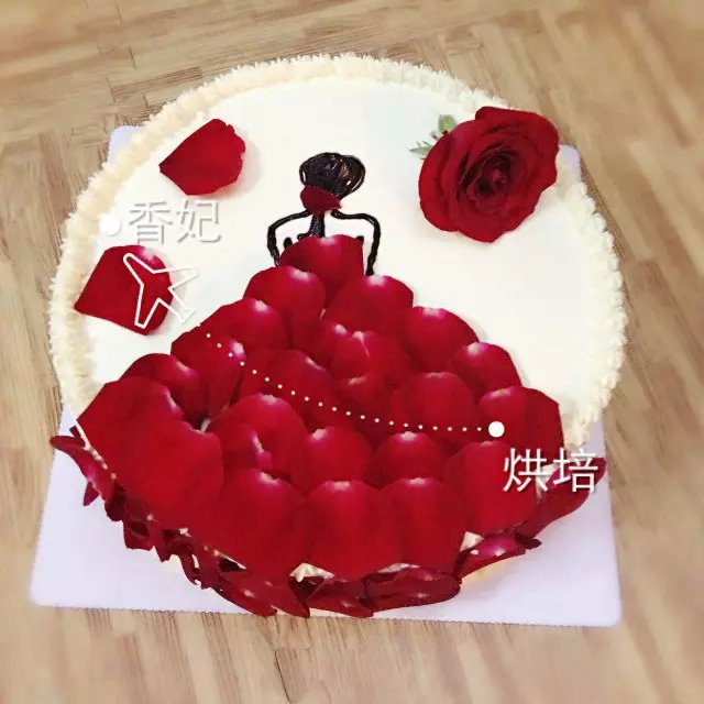 女神花裙鲜花个性创意生日蛋糕私人定制嘉兴同城配送动物奶油d053