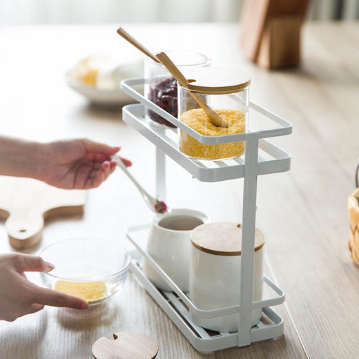 摩登主妇北欧家用铁艺双层调味用品杂物架调料架厨房储物收纳架1 商品图3