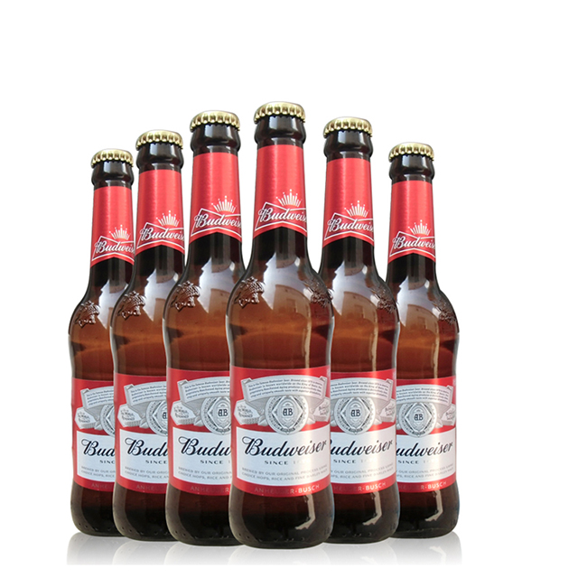 百威啤酒 budweiser/百威啤酒国产小瓶百威330ml*6 玻璃瓶