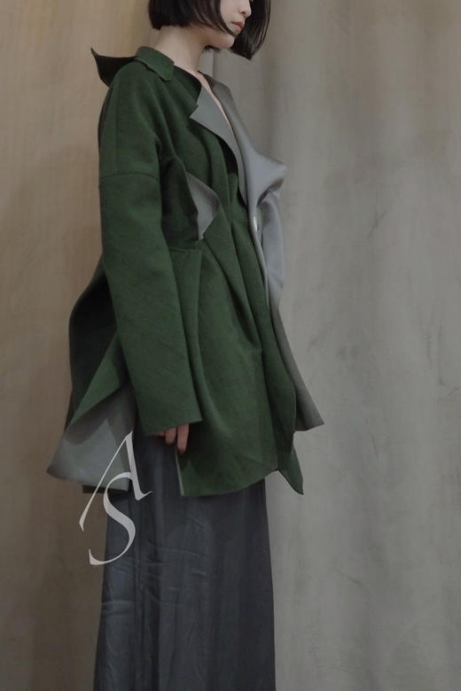 Undercover 17AW 绿色羊毛解构外套 秀款 商品图4
