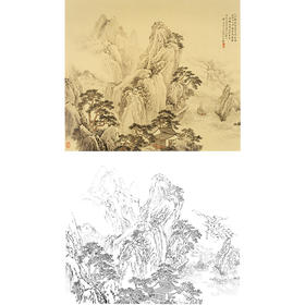工笔山水白描底稿-斗方小品册页-李子牧-LQ34