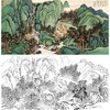 刘彦水白描底稿-横幅工笔山水-《石瀑图》-多种白描尺寸可选-LQ23 商品缩略图0