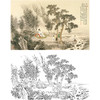 白描底稿-横幅工笔山水人物李子牧-LQ29 商品缩略图0
